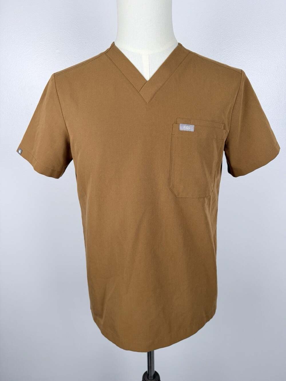 FIGS Leon Scrub Top XS Brown Short Sleeve V-Neck Technical Collection